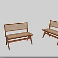 Modern Minimalist Leisure Chair With Wooden Frame Rattan Back And Sleek Legs