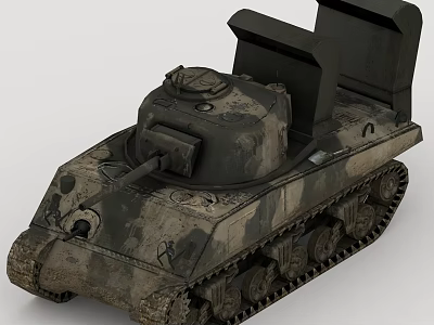 Vintage Military Tank With Camouflage Coating Open Turret And Heavy Duty Tracks Design 3d model