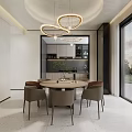 Modern Living Dining Room Interior With Gray Sofa TV Wall And Open Space