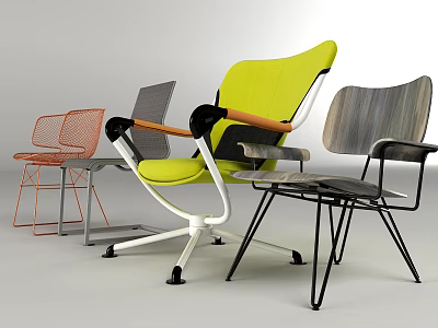 Modern Office Chairs With Various Colors Ergonomic Design And Metal Frame 3d model