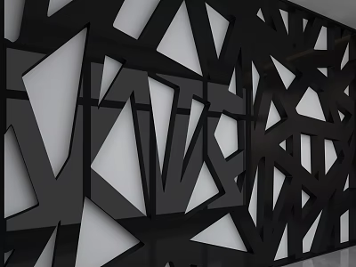 Black Geometric Cutout Design Background Wall with Abstract Shapes and Modern Style 3d model
