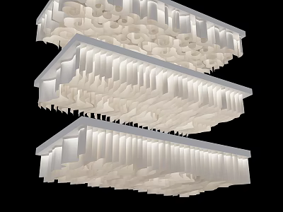 Modern Multi Layered White Ceiling Design With Decorative Patterns And Integrated Lighting 3d model
