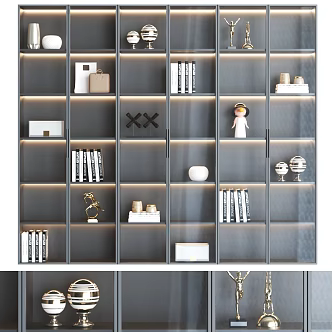 Light Luxury Bookcase Modern Bookcase Combination Bookcase Study Bookcase Full Wall Bookcase 3d model