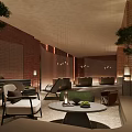 Elegant Hotel Lobby Interior With Comfortable Sofas Coffee Tables And Green Plants