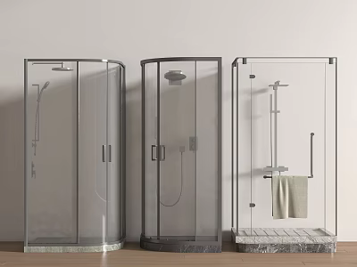Modern Transparent Glass Shower Enclosures With Varied Designs And Fixtures 3d model