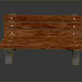 Sturdy Wooden Bench With Smooth Wood Grain And Metal Support Legs