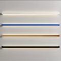 Modern Long Strip Wall Lights in Various Colors Mounted Side by Side on White Wall
