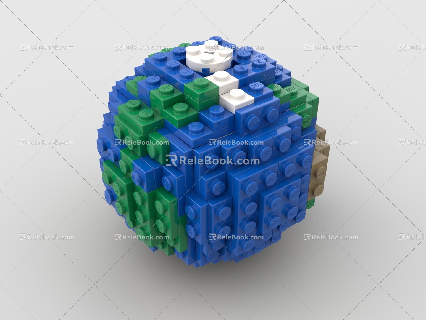 LEGO toy blocks pixel earth globe 3d model