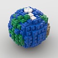 LEGO toy blocks pixel earth globe 3d model