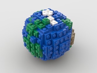 LEGO toy blocks pixel earth globe 3d model