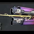 Sci Fi Style Purple And Gray Weapon Firing Yellow Beam With Other Weapons Displayed