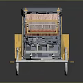 Elegant Blue and Gold Vintage Carriage with Silver Wheels Golden Lamps and Red Seats