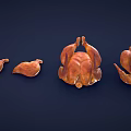 Roasted Chicken Display With Whole Birds And Pieces On Dark Background