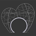 Modern Artistic Decorative Ornament Set with Heart Shaped Wire Frame and Orange Curved Base