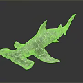 Silver Hammerhead Shark Model With Cracked Texture On Dark Background 3d model