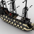 Detailed Building Block Sailing Ship Model With Multiple Masts And Rigging Details 3d model