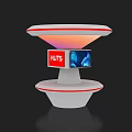Modern Illuminated White Red Circular Display Shelf With MLTS Digital Screen 3d model