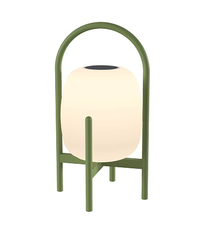Outdoor Lamp with Green Metal Frame and White Standing Lampshade Modern Design 3d model
