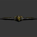 Fantasy Winged Axe Weapon With Golden Black Design And Long Handle