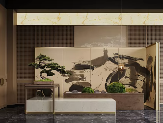 New Chinese Style Hall Floral Device Bryophytes 3d model