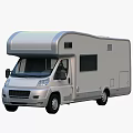 Two White Modern RV Exterior Designs With Windows And Side Doors