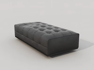 Modern Gray Tufted Upholstered Ottoman with Simple Design for Living Room 3d model