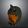 Metallic Helmet With Spiked Top Angular Design And Orange Transparent Visor