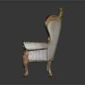 Classical Style Chair With Gold Accents White Upholstery And Carved Details