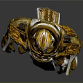 Golden Mythical Armor With Intricate Winged Details And Ornate Patterns