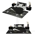 Modern Double Bed Interior With Nightstands Soft Bedding And Area Rug 3d model