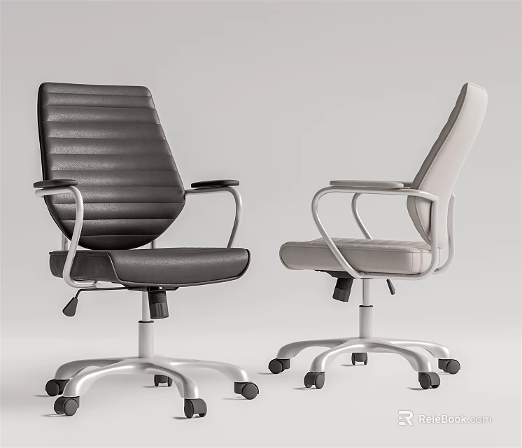 Modern Office Chairs With Black And Light Gray Design Ergonomic Armrests And Swivel Wheels 3d model 