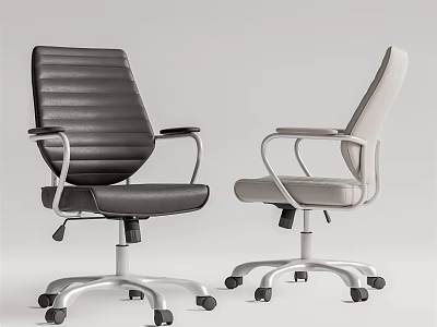 Modern Office Chairs With Black And Light Gray Design Ergonomic Armrests And Swivel Wheels 3d model