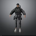 Tactical Character In Gray Outfit With Black Vest Cap And White Sneakers