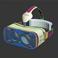 White And Blue VR Headset With Modern Design Adjustable Headband And Clear Lenses