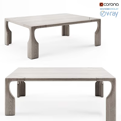 Modern Functional Wooden Table With Unique Curved Legs And Minimalist Design 3d model