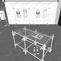 Modern Display Shelf With Glass Top Metal Frame Holding Magazine Shoes And Clothes