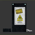 Black Casing Machine With Blue Internal Rollers Warning Label And Green Indicator On Bottom Panel 3d model