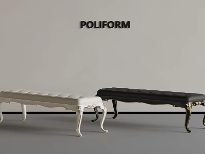 POLIFORM White And Black Benches With Elegant Leg Design For Modern Interior 3d model