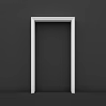 White Door Frame In Minimalist Interior With Dark Background And Clean Lines