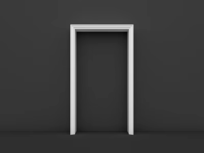 White Door Frame In Minimalist Interior With Dark Background And Clean Lines 3d model