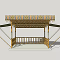 Bamboo Landscape Pavilion with Ornate Canopy and Wooden Railings in Outdoor Design