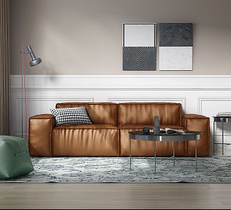 Modern Combination Sofa Leather Double Sofa 3d model