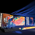 University Campus Singer Competition Performance Stage With Lighting Performer And Backdrop