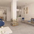 Elegant Clothing Store Interior With Comfortable Sofas Chandelier Green Plant Clothing Racks And Shoe Shelves