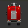Detailed Red Fire Truck Model With Emergency Lights And Storage Cabinets