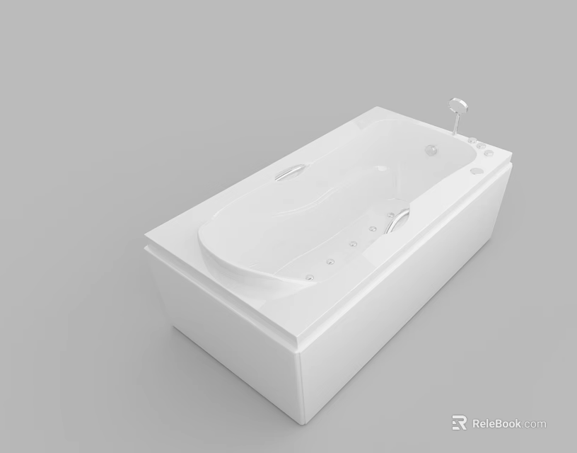 Sleek Modern White Bathtub With Chrome Faucet And Smooth Surface 3d model 