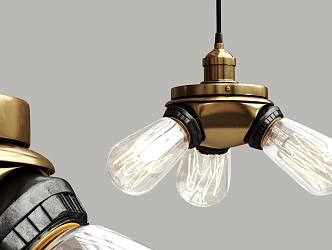 Industrial LOFT chandelier metal multi-head chandelier 3d model