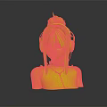 3D Digital Character With Black Hair Purple Headphones And Sleeveless Outfit On Gray Background