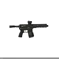 Modern Combat Rifle With Green Design Top Mounted Scope Drum Magazine And Ventilated Barrel