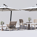 Quiet outdoor tables and chairs Outdoor leisure tables and chairs 3d model